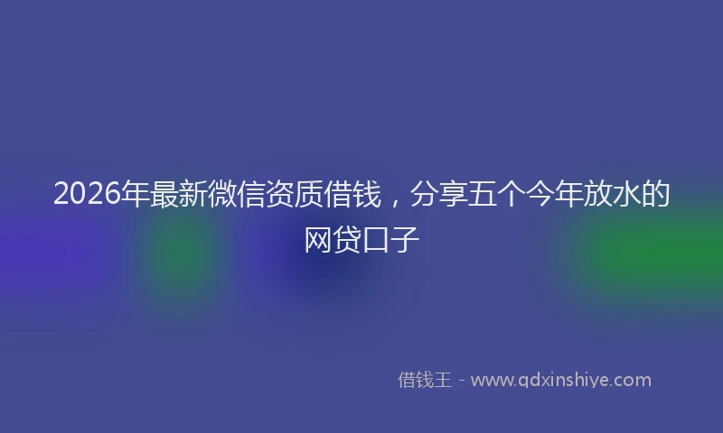2026年最新微信资质借钱，分享五个今年放水的网贷口子