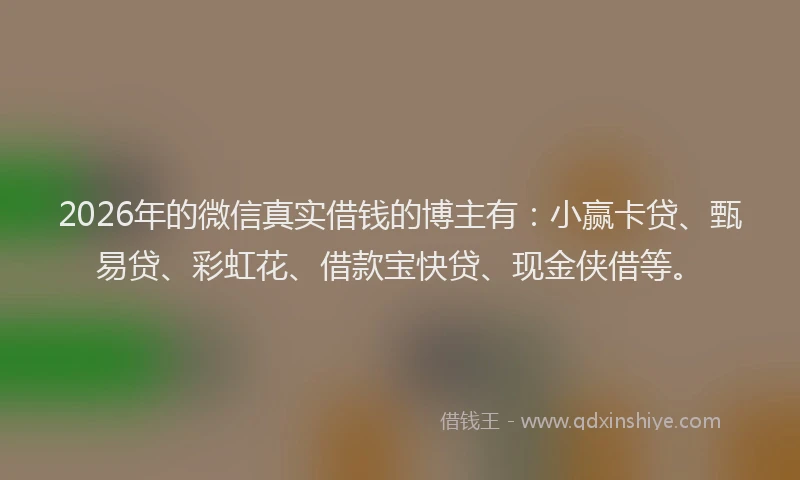 2026年的微信真实借钱的博主有：小赢卡贷、甄易贷、彩虹花、借款宝快贷、现金侠借等。