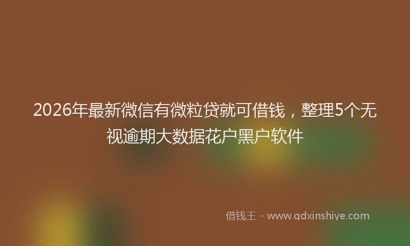 2026年最新微信有微粒贷就可借钱，整理5个无视逾期大数据花户黑户软件