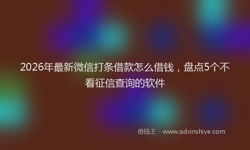2026年最新微信打条借款怎么借钱，盘点5个不看征信查询的软件