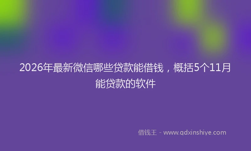 2026年最新微信哪些贷款能借钱，概括5个11月能贷款的软件