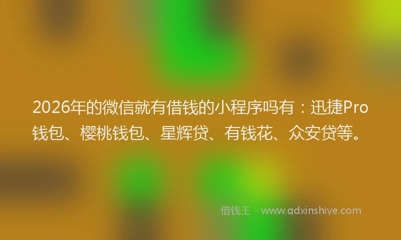 2026年的微信就有借钱的小程序吗有：迅捷Pro钱包、樱桃钱包、星辉贷、有钱花、众安贷等。