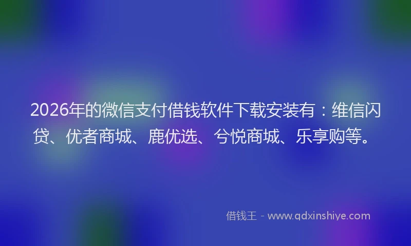 2026年的微信支付借钱软件下载安装有：维信闪贷、优者商城、鹿优选、兮悦商城、乐享购等。