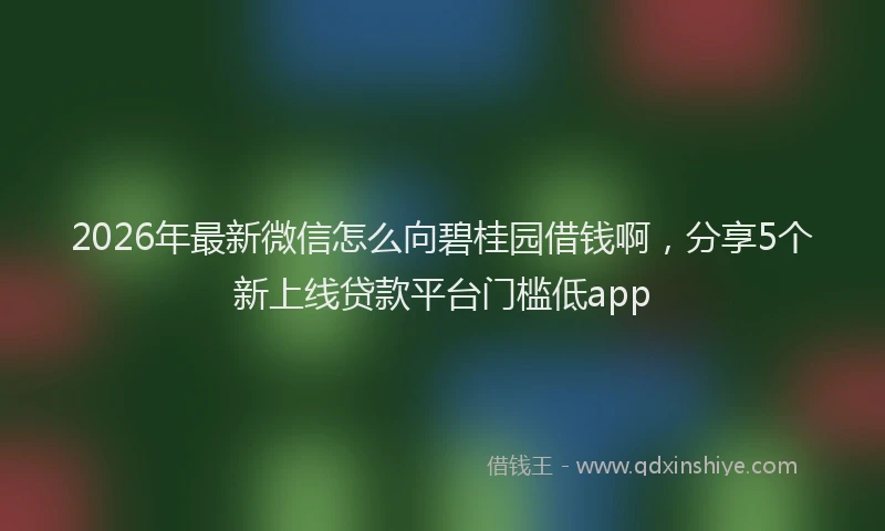 2026年最新微信怎么向碧桂园借钱啊，分享5个新上线贷款平台门槛低app