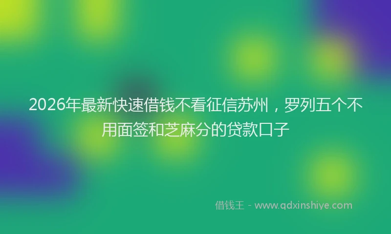 2026年最新快速借钱不看征信苏州，罗列五个不用面签和芝麻分的贷款口子