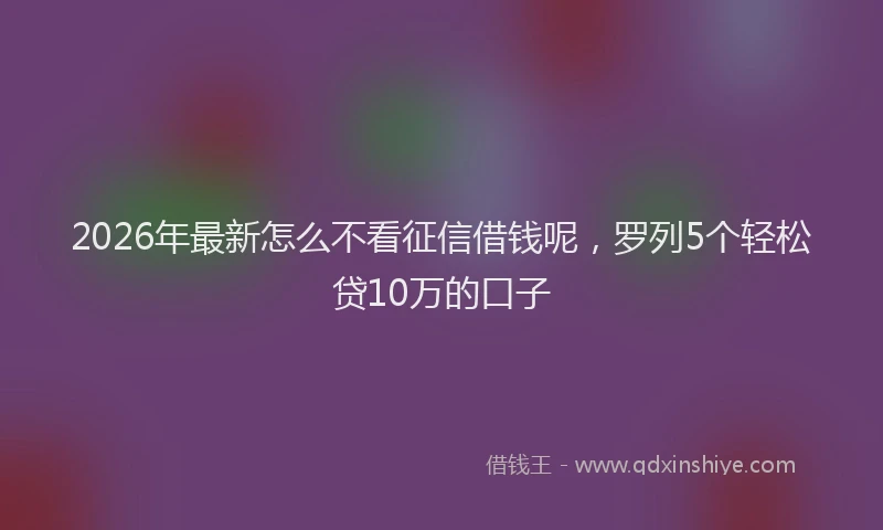 2026年最新怎么不看征信借钱呢，罗列5个轻松贷10万的口子