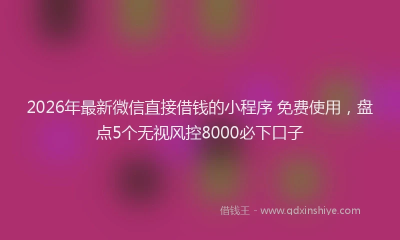 2026年最新微信直接借钱的小程序 免费使用，盘点5个无视风控8000必下口子