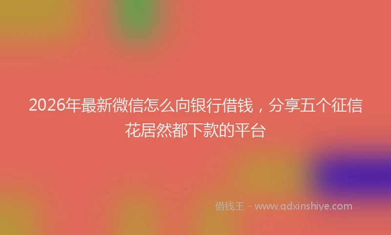 2026年最新微信怎么向银行借钱，分享五个征信花居然都下款的平台