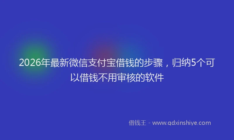 2026年最新微信支付宝借钱的步骤，归纳5个可以借钱不用审核的软件