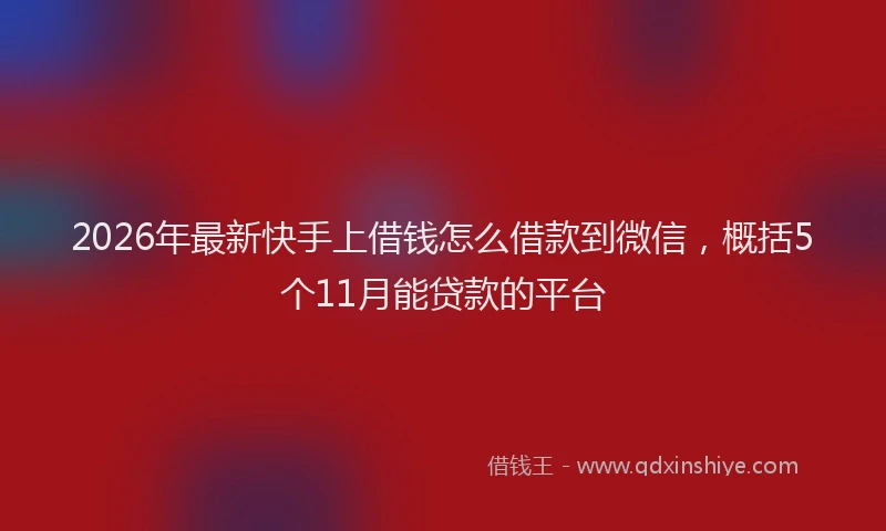 2026年最新快手上借钱怎么借款到微信，概括5个11月能贷款的平台