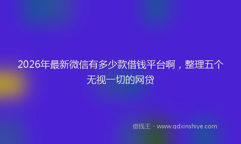 2026年最新微信有多少款借钱平台啊，整理五个无视一切的网贷