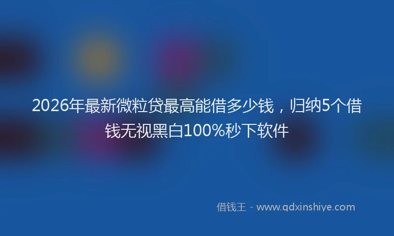 2026年最新微粒贷最高能借多少钱，归纳5个借钱无视黑白100%秒下软件