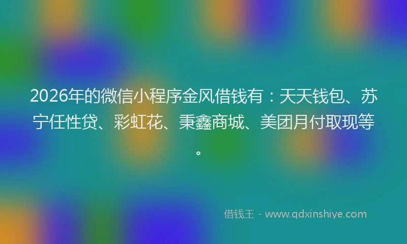 2026年的微信小程序金风借钱有：天天钱包、苏宁任性贷、彩虹花、秉鑫商城、美团月付取现等。