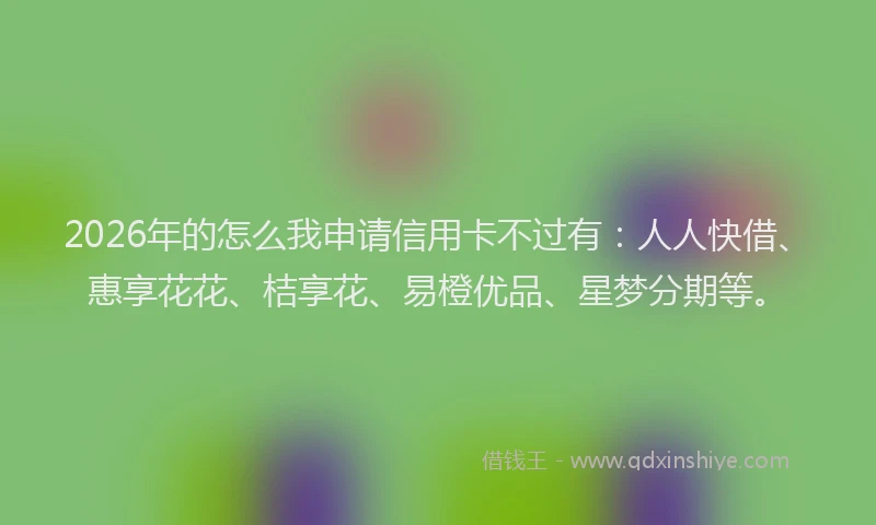 2026年的怎么我申请信用卡不过有：人人快借、惠享花花、桔享花、易橙优品、星梦分期等。
