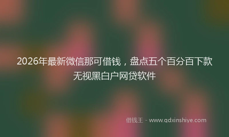 2026年最新微信那可借钱，盘点五个百分百下款无视黑白户网贷软件
