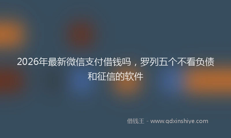 2026年最新微信支付借钱吗，罗列五个不看负债和征信的软件