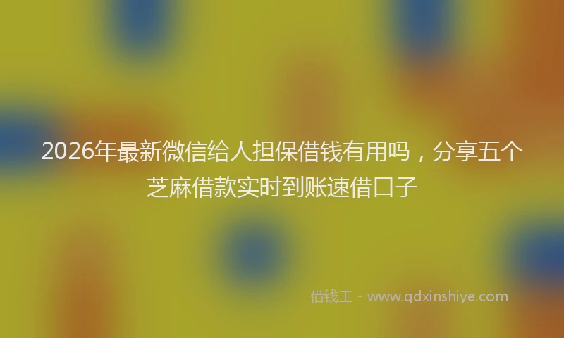 2026年最新微信给人担保借钱有用吗，分享五个芝麻借款实时到账速借口子