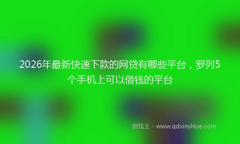 2026年最新快速下款的网贷有哪些平台，罗列5个手机上可以借钱的平台
