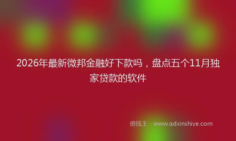 2026年最新微邦金融好下款吗，盘点五个11月独家贷款的软件