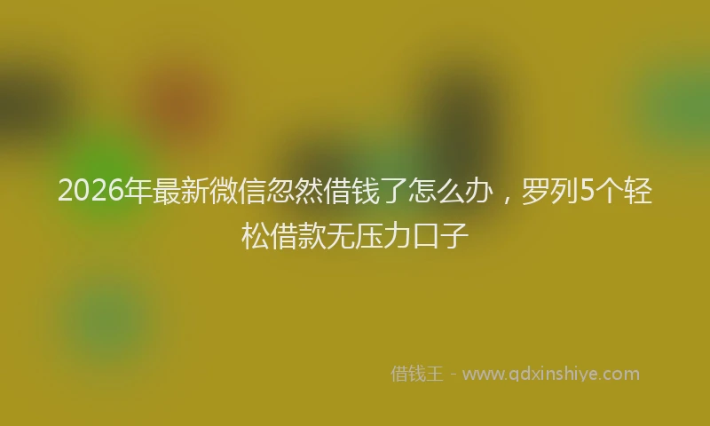 2026年最新微信忽然借钱了怎么办，罗列5个轻松借款无压力口子