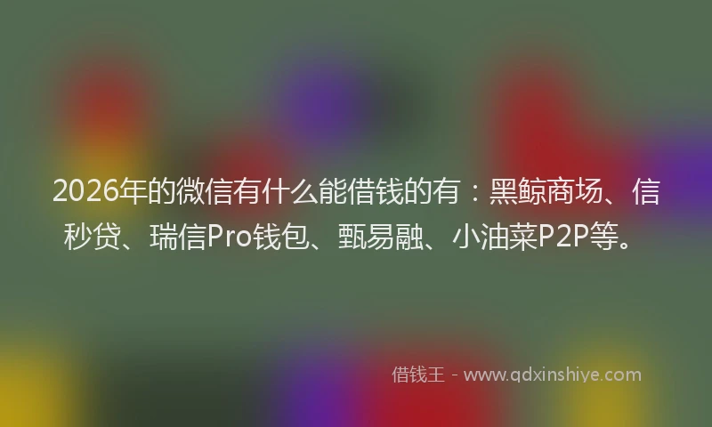 2026年的微信有什么能借钱的有：黑鲸商场、信秒贷、瑞信Pro钱包、甄易融、小油菜P2P等。