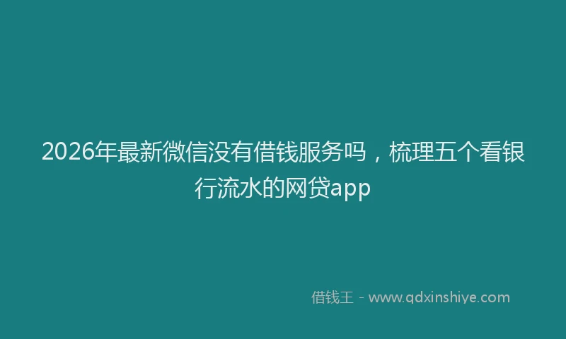2026年最新微信没有借钱服务吗，梳理五个看银行流水的网贷app