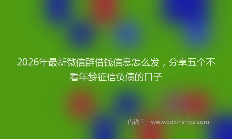 2026年最新微信群借钱信息怎么发，分享五个不看年龄征信负债的口子