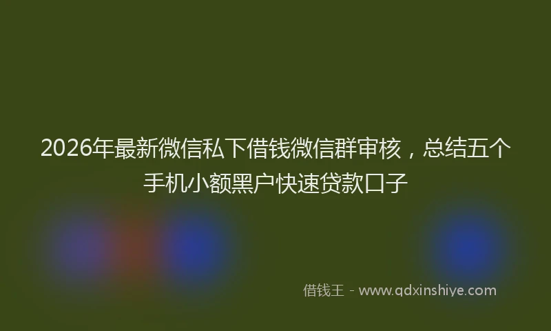 2026年最新微信私下借钱微信群审核，总结五个手机小额黑户快速贷款口子
