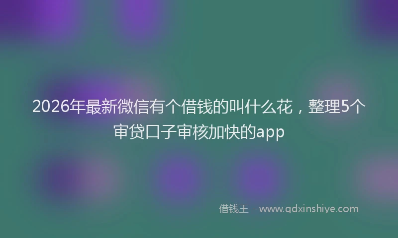 2026年最新微信有个借钱的叫什么花，整理5个审贷口子审核加快的app