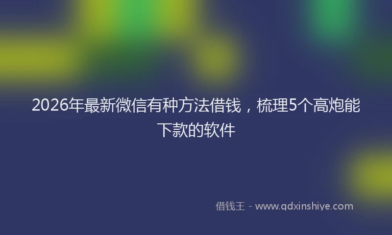 2026年最新微信有种方法借钱，梳理5个高炮能下款的软件