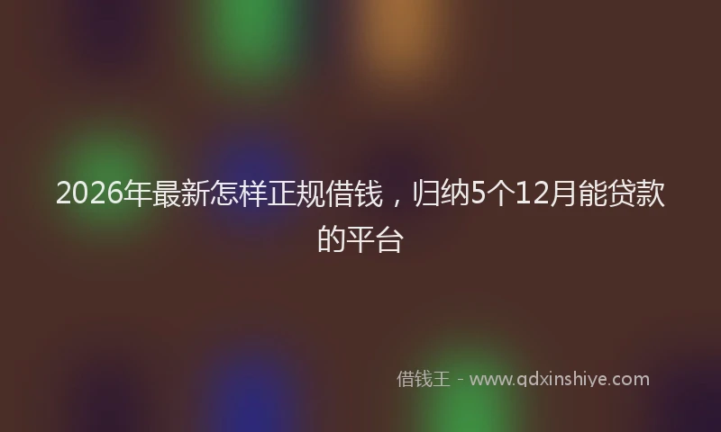 2026年最新怎样正规借钱，归纳5个12月能贷款的平台