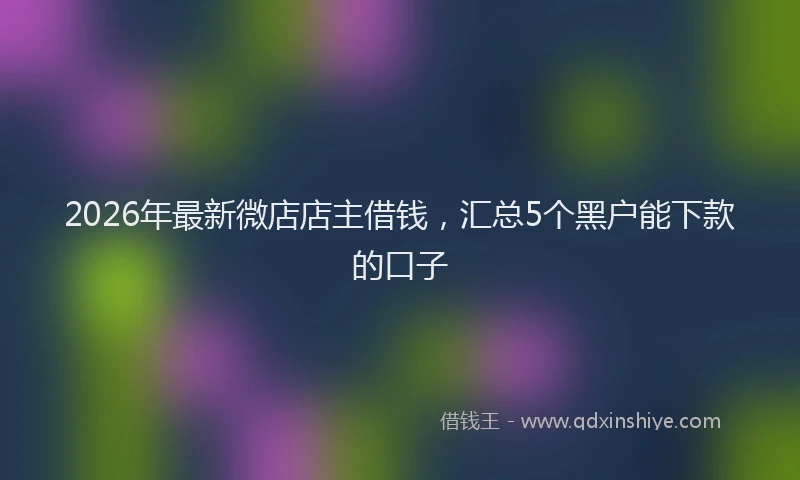 2026年最新微店店主借钱，汇总5个黑户能下款的口子