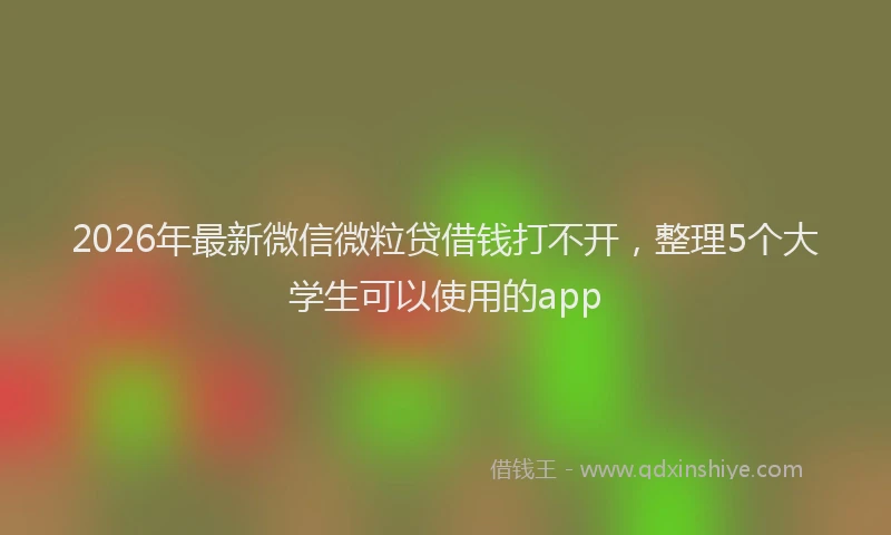 2026年最新微信微粒贷借钱打不开，整理5个大学生可以使用的app