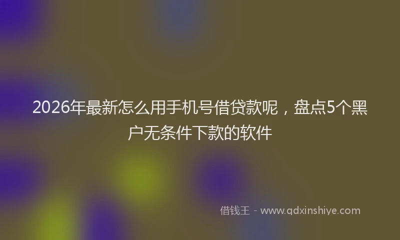 2026年最新怎么用手机号借贷款呢，盘点5个黑户无条件下款的软件