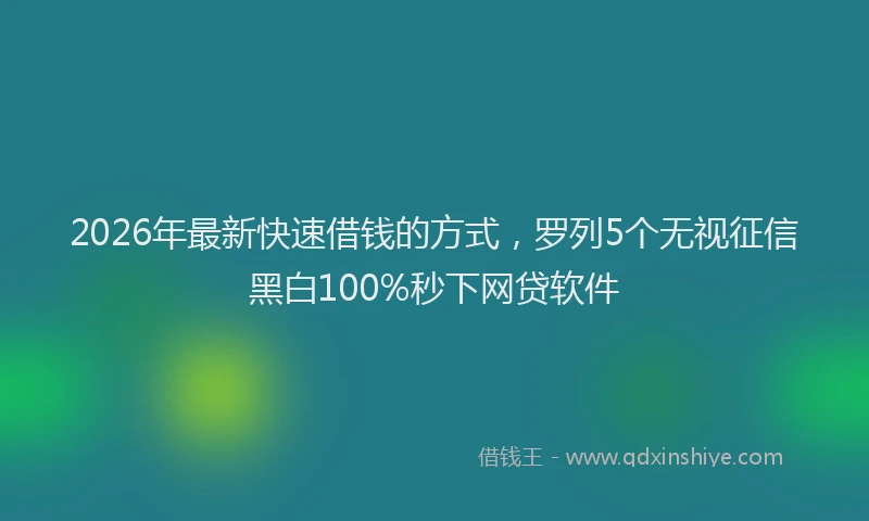 2026年最新快速借钱的方式，罗列5个无视征信黑白100%秒下网贷软件