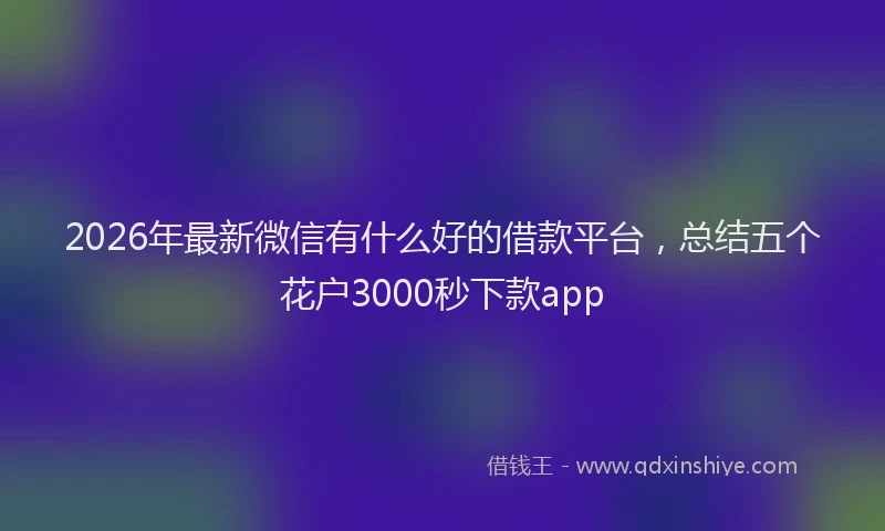 2026年最新微信有什么好的借款平台，总结五个花户3000秒下款app