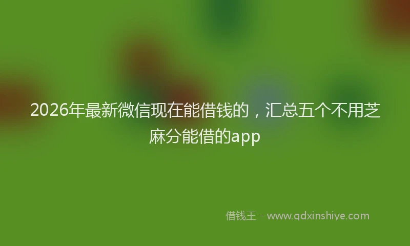 2026年最新微信现在能借钱的，汇总五个不用芝麻分能借的app