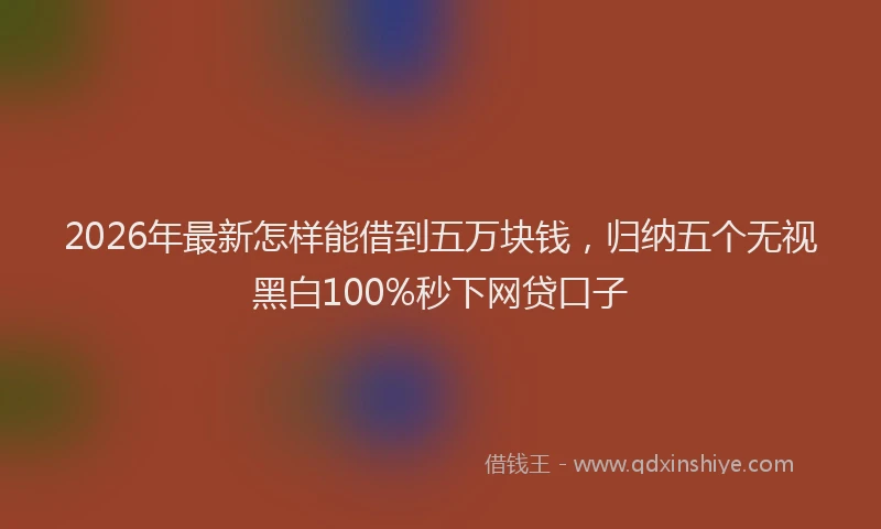 2026年最新怎样能借到五万块钱，归纳五个无视黑白100%秒下网贷口子