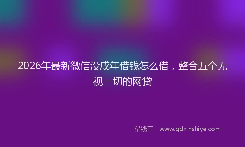 2026年最新微信没成年借钱怎么借，整合五个无视一切的网贷