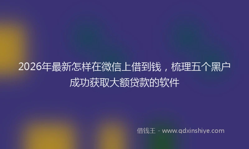 2026年最新怎样在微信上借到钱，梳理五个黑户成功获取大额贷款的软件