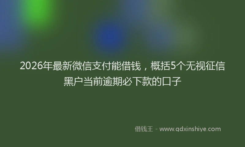2026年最新微信支付能借钱，概括5个无视征信黑户当前逾期必下款的口子