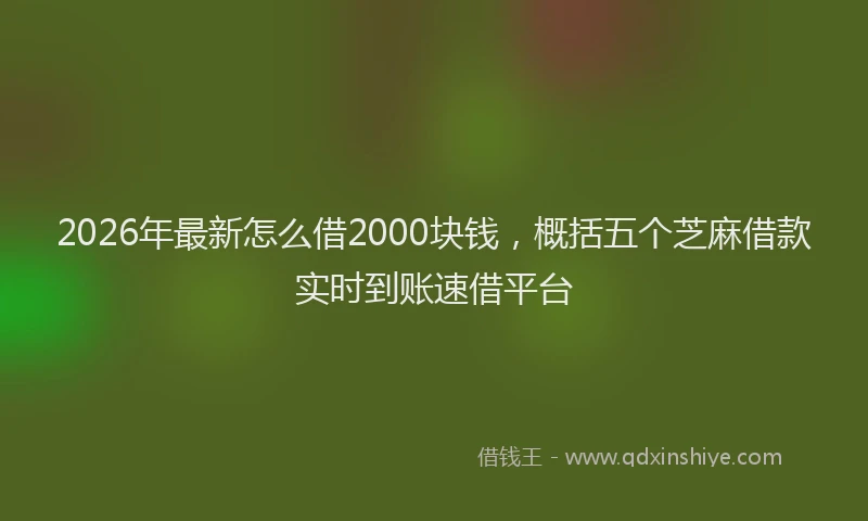 2026年最新怎么借2000块钱，概括五个芝麻借款实时到账速借平台
