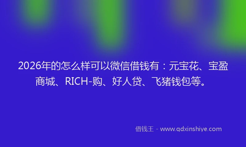 2026年的怎么样可以微信借钱有：元宝花、宝盈商城、RICH-购、好人贷、飞猪钱包等。
