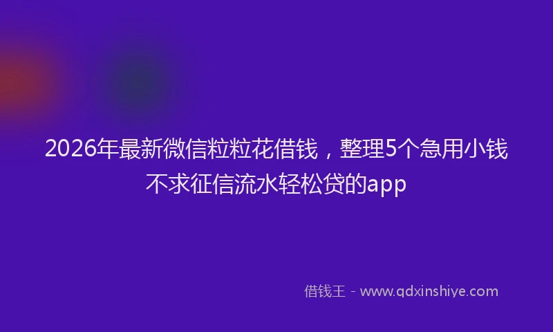 2026年最新微信粒粒花借钱，整理5个急用小钱不求征信流水轻松贷的app