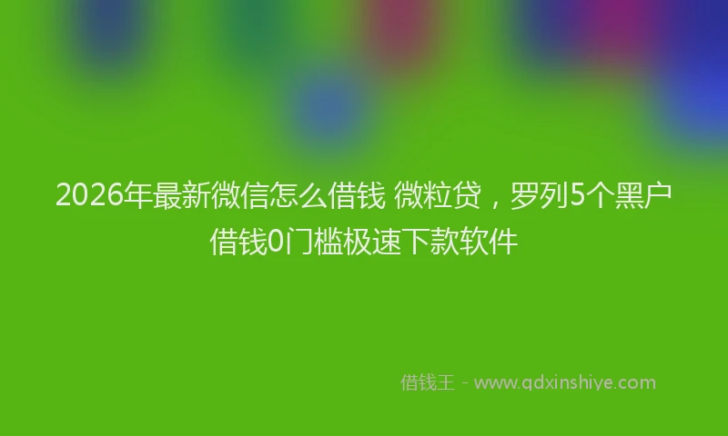 2026年最新微信怎么借钱 微粒贷，罗列5个黑户借钱0门槛极速下款软件