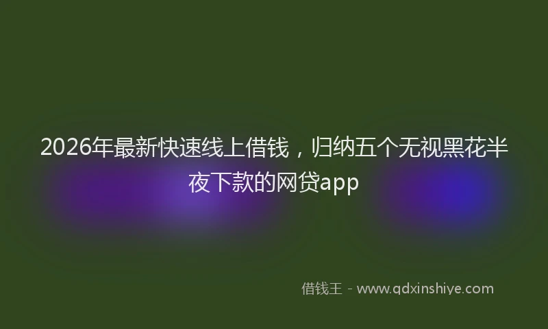 2026年最新快速线上借钱，归纳五个无视黑花半夜下款的网贷app