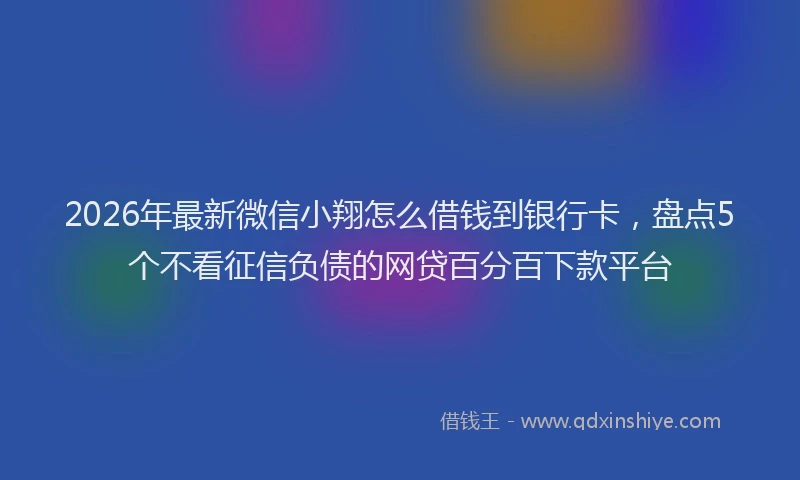 2026年最新微信小翔怎么借钱到银行卡，盘点5个不看征信负债的网贷百分百下款平台