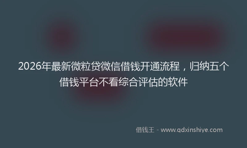 2026年最新微粒贷微信借钱开通流程，归纳五个借钱平台不看综合评估的软件