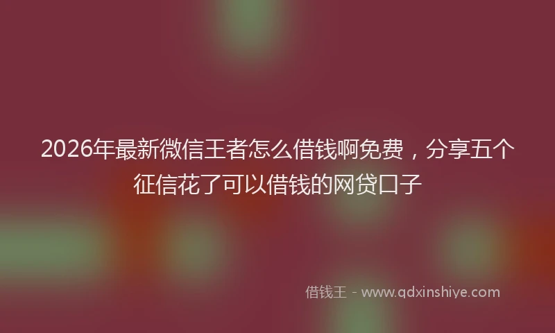 2026年最新微信王者怎么借钱啊免费，分享五个征信花了可以借钱的网贷口子
