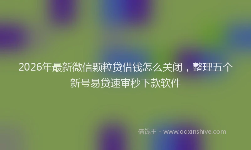 2026年最新微信颗粒贷借钱怎么关闭，整理五个新号易贷速审秒下款软件